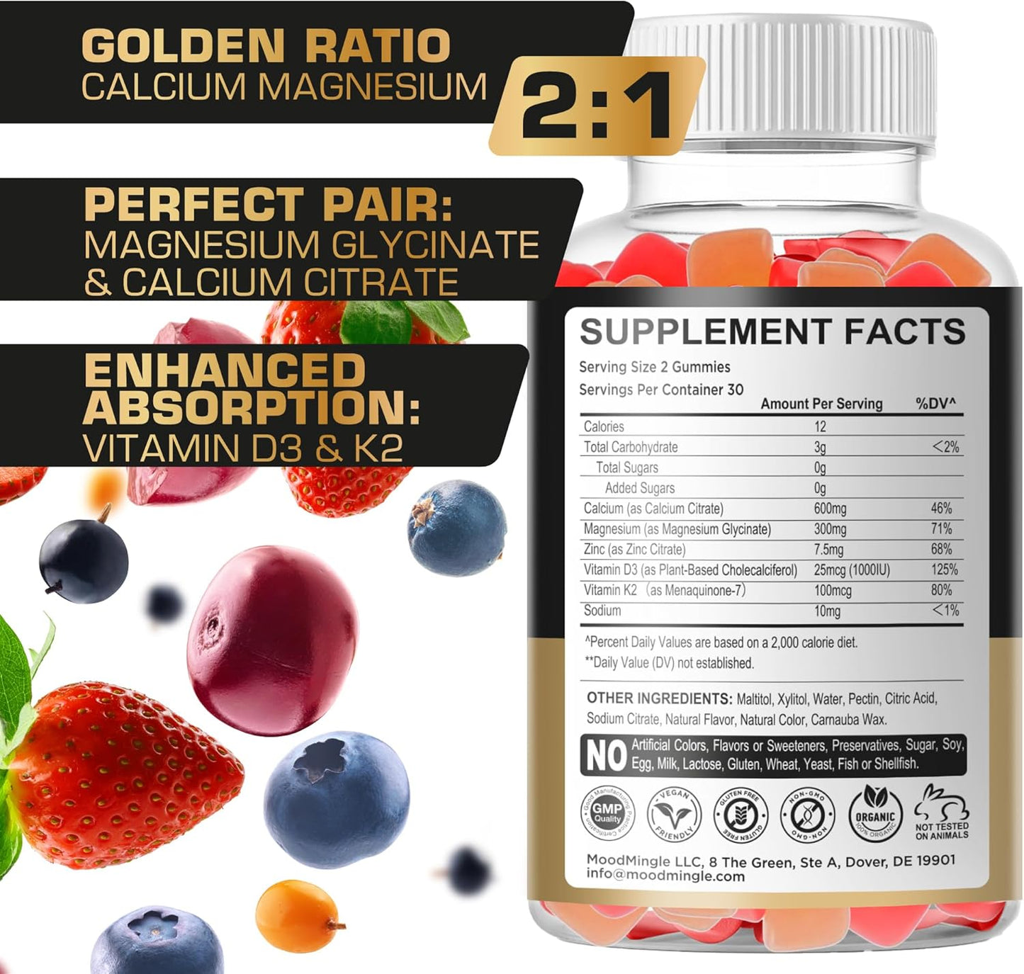 MoodMingle Calcium Magnesium Zinc Supplement Gummies