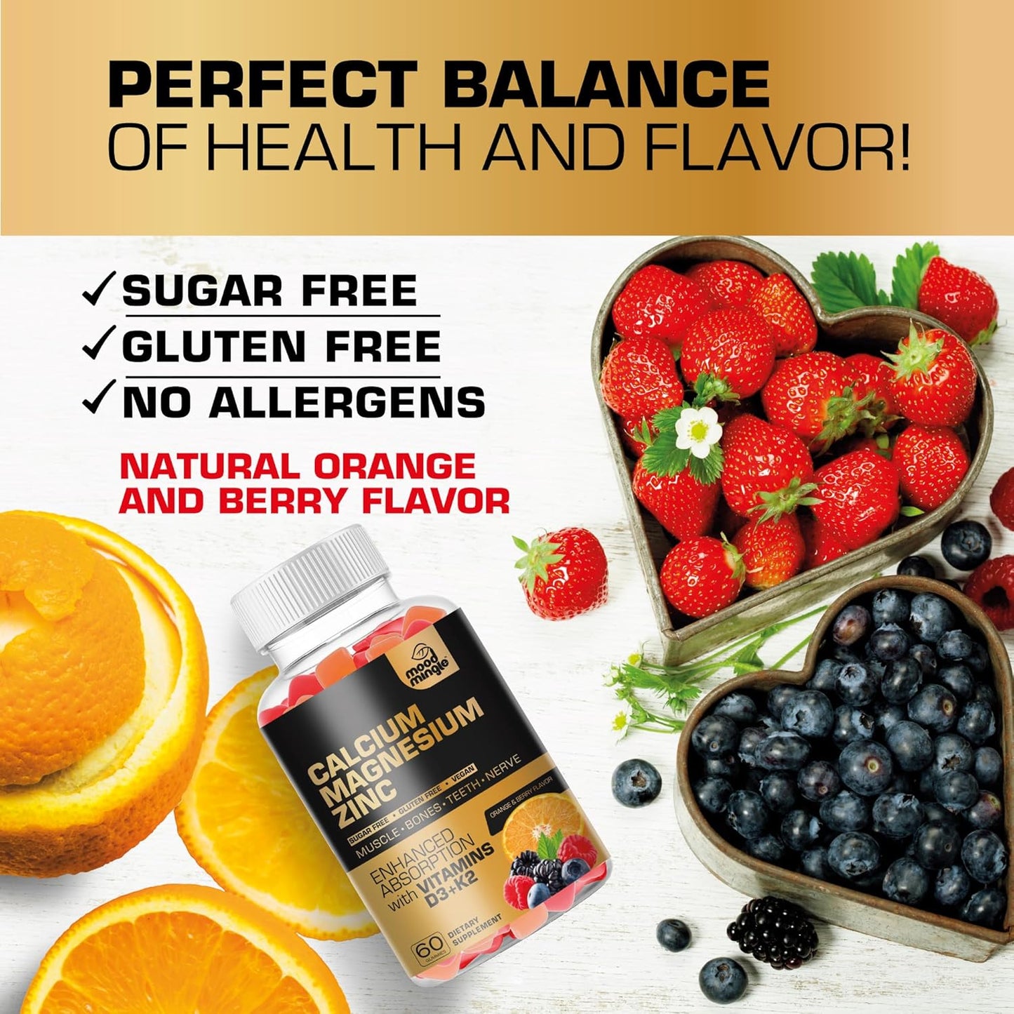 MoodMingle Calcium Magnesium Zinc Supplement Gummies