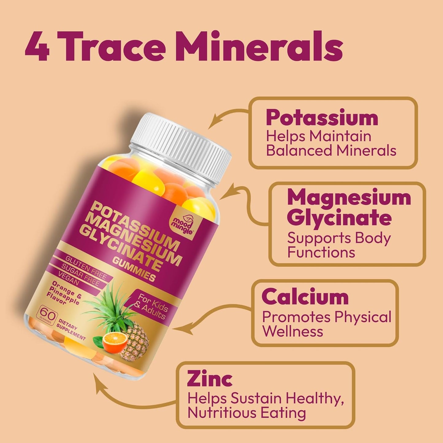MoodMingle Potassium Magnesium Glycinate Gummies